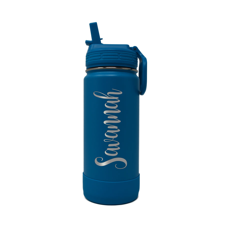 Personalized Kids Stainless Steel Water Bottle With Straw, Custom
