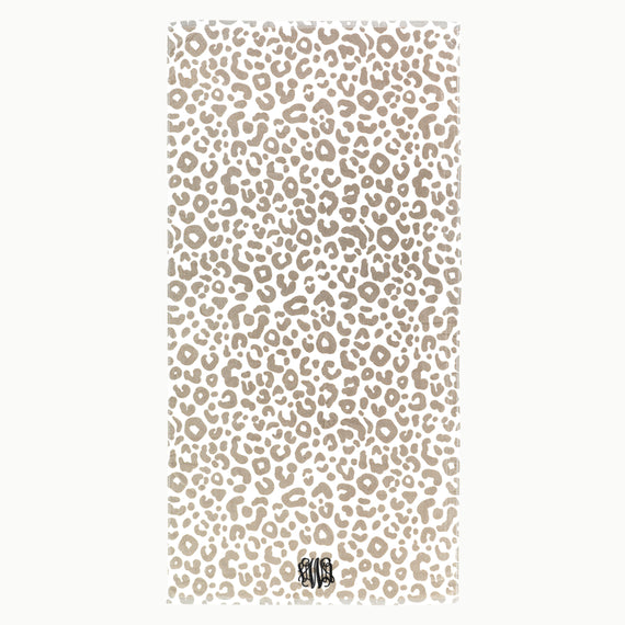 Personalized Natural Leopard Beach Towel - Custom Creations of Jacksonville