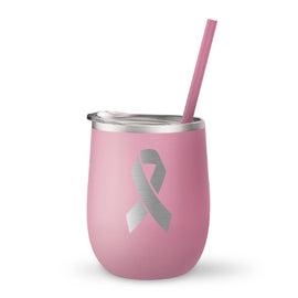 Breast Cancer Awareness Wine Tumbler with Straw - Custom Creations of Jacksonville